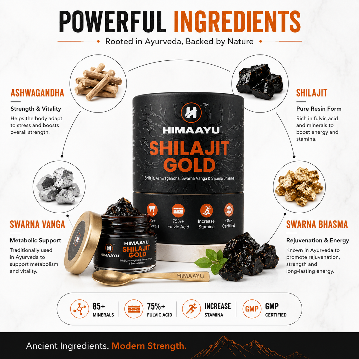 Shilajit Gold Resin | 100% Pure Himalayan Shilajit | Rich in Fulvic Acid & 84+ Trace Minerals