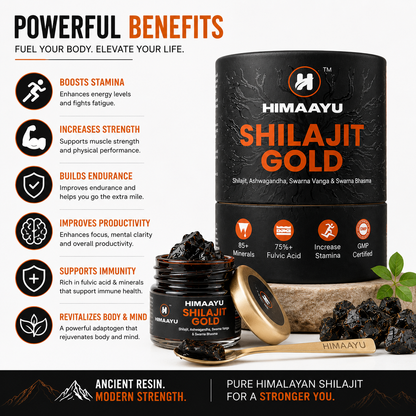 Shilajit Gold Resin | 100% Pure Himalayan Shilajit | Rich in Fulvic Acid & 84+ Trace Minerals