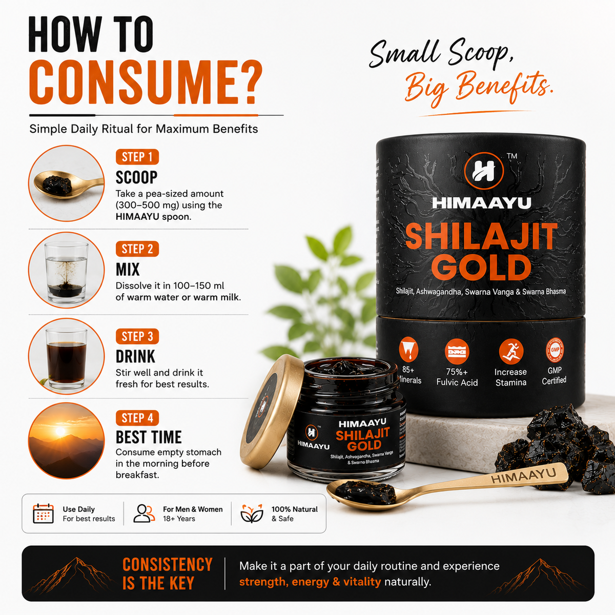 Shilajit Gold Resin | 100% Pure Himalayan Shilajit | Rich in Fulvic Acid & 84+ Trace Minerals